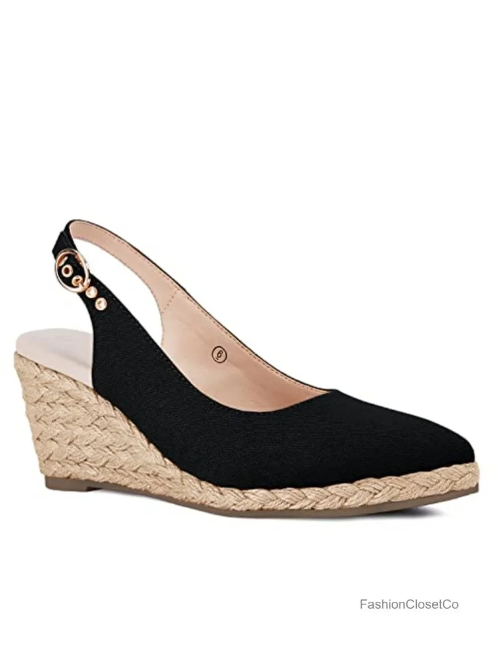 Woven Wedge Sandals Espadrilles Closed Toe Slingback Adjustable Strap